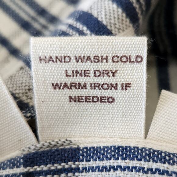 ALIX OF BOHEMIA Petra plaid cotton high waist button fly shorts blue cream Sz S - Picture 8 of 9